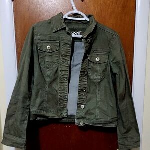 Size M Olive Green Denim Jacket (A Few Imperfections - Reduced Price)